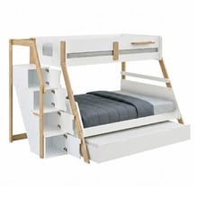 Ethan Single Over Double Bunk Bed with Staircase & Single Trundle